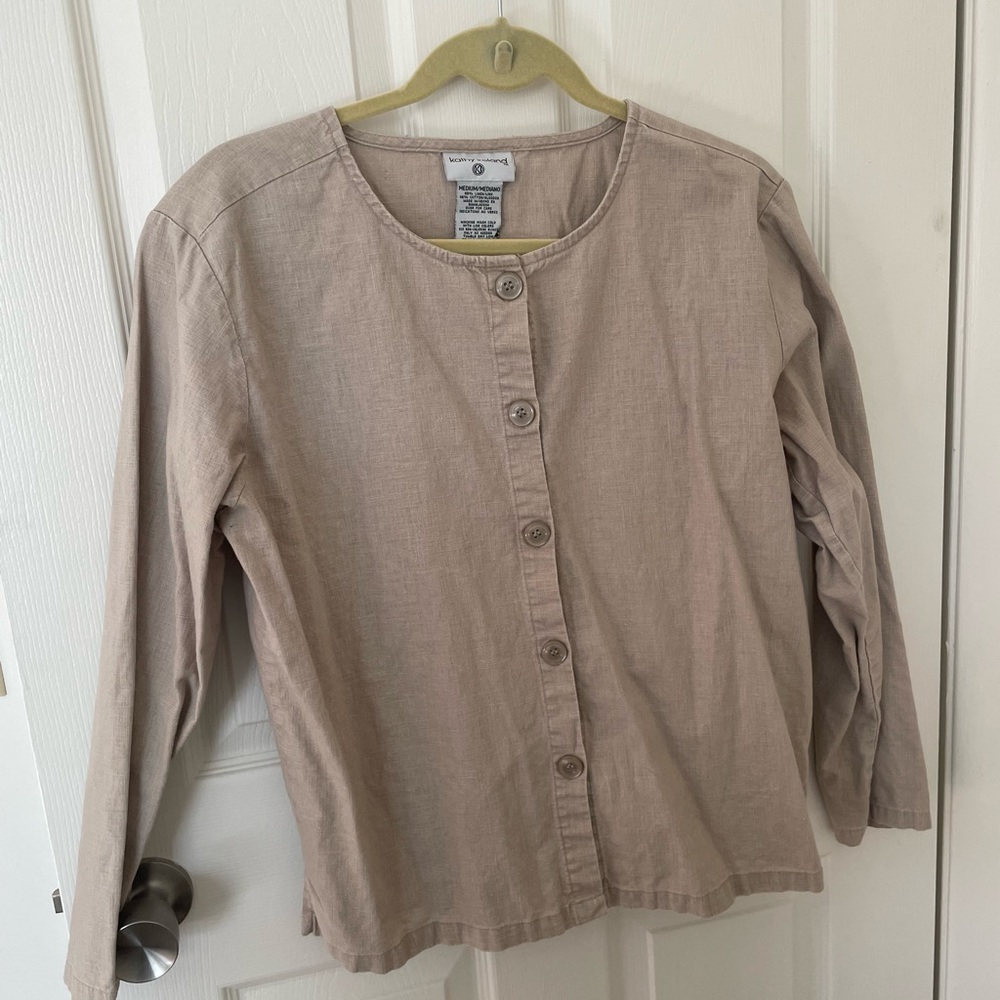 Kathy Ireland linen/cotton long-sleeved top